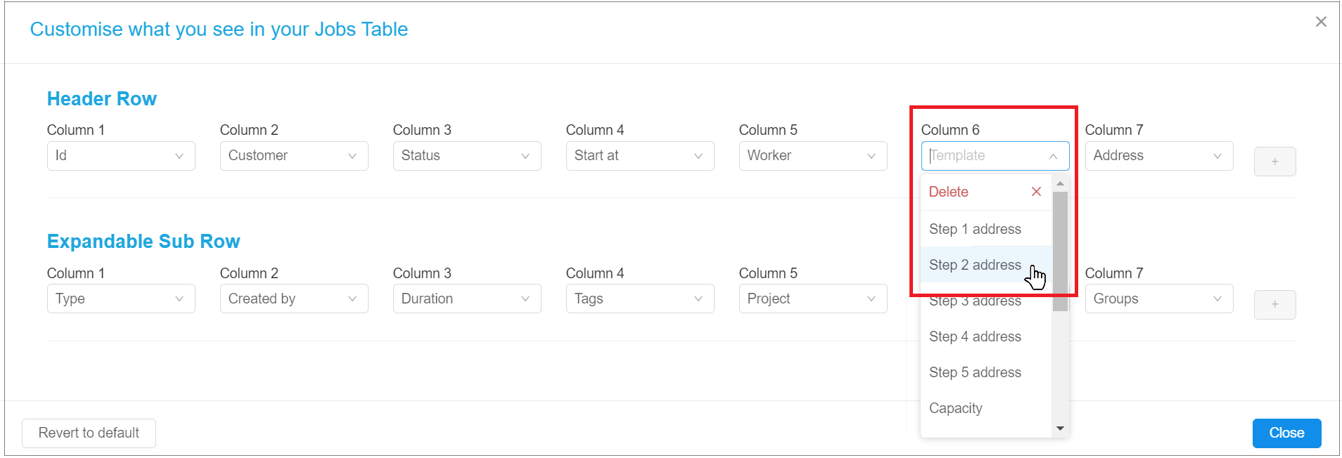 Job_List_customise_columns_add_a_step_address_instead_of_template.png