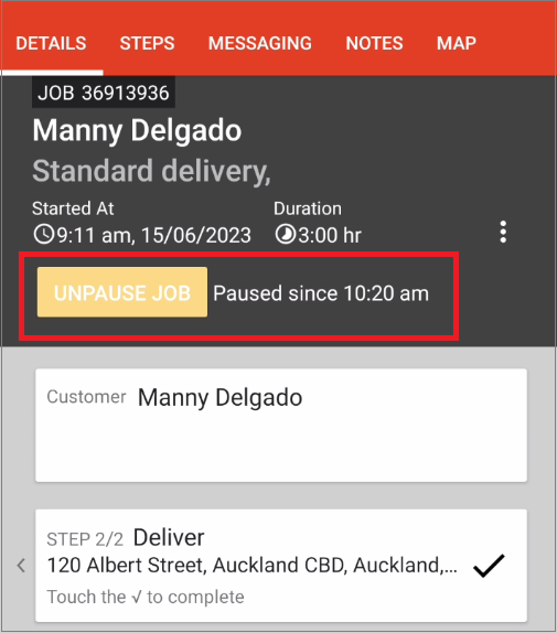 Android pause a job in the vWork mobile app vWork Support