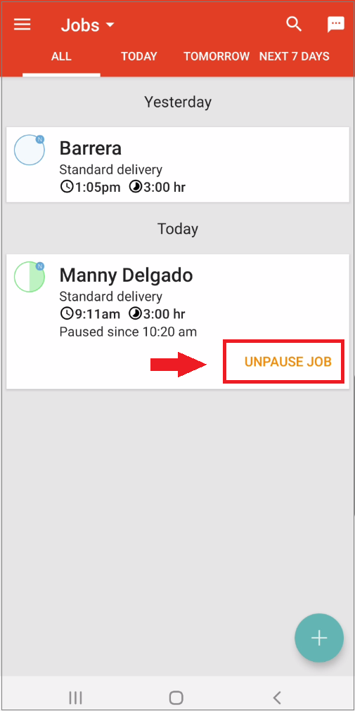 Android pause a job in the vWork mobile app vWork Support