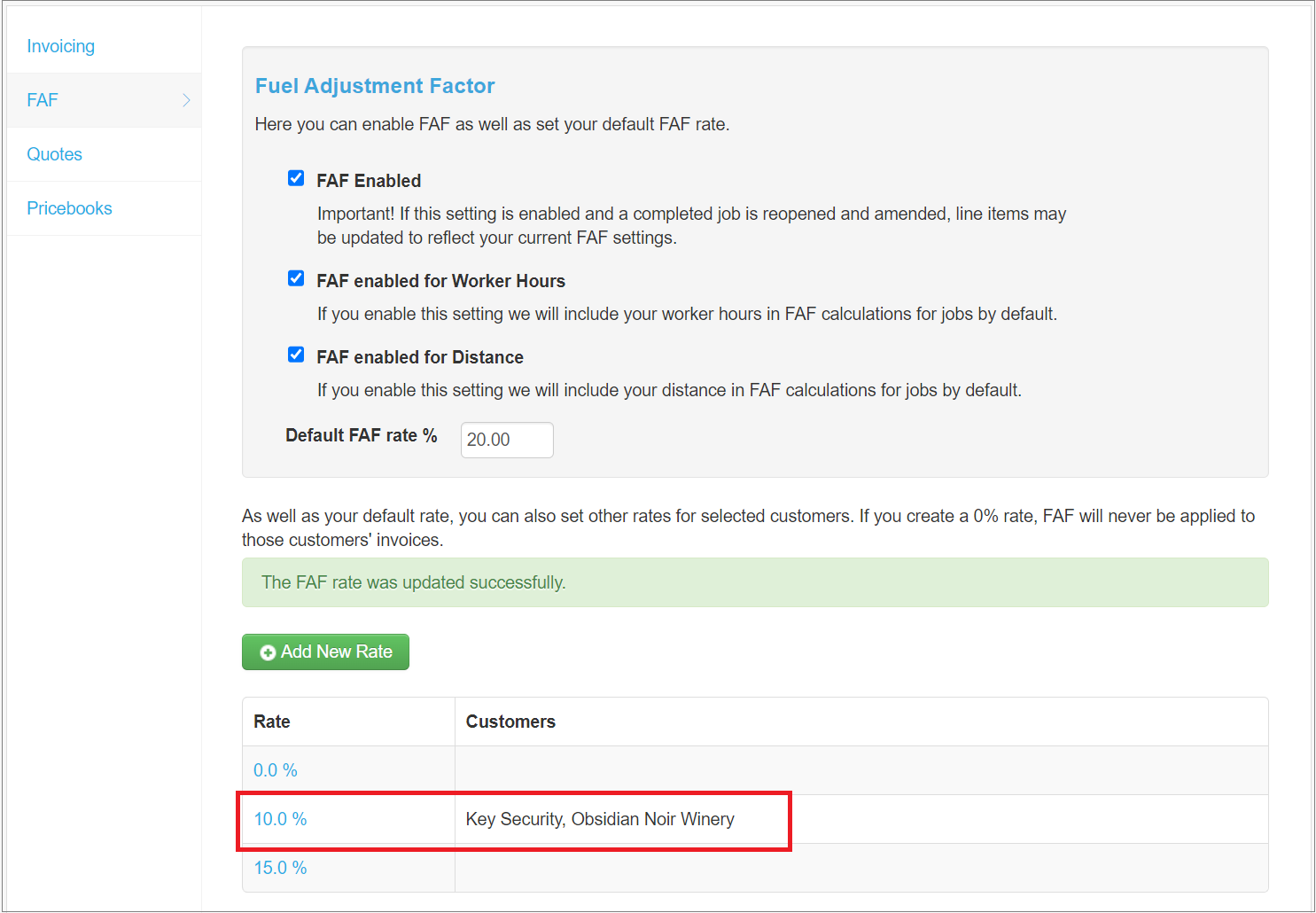 Add customers to rate 5 - Customers added to FAF settings.png
