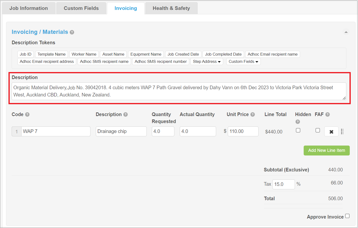 Complted Job using invoice descritpion.png