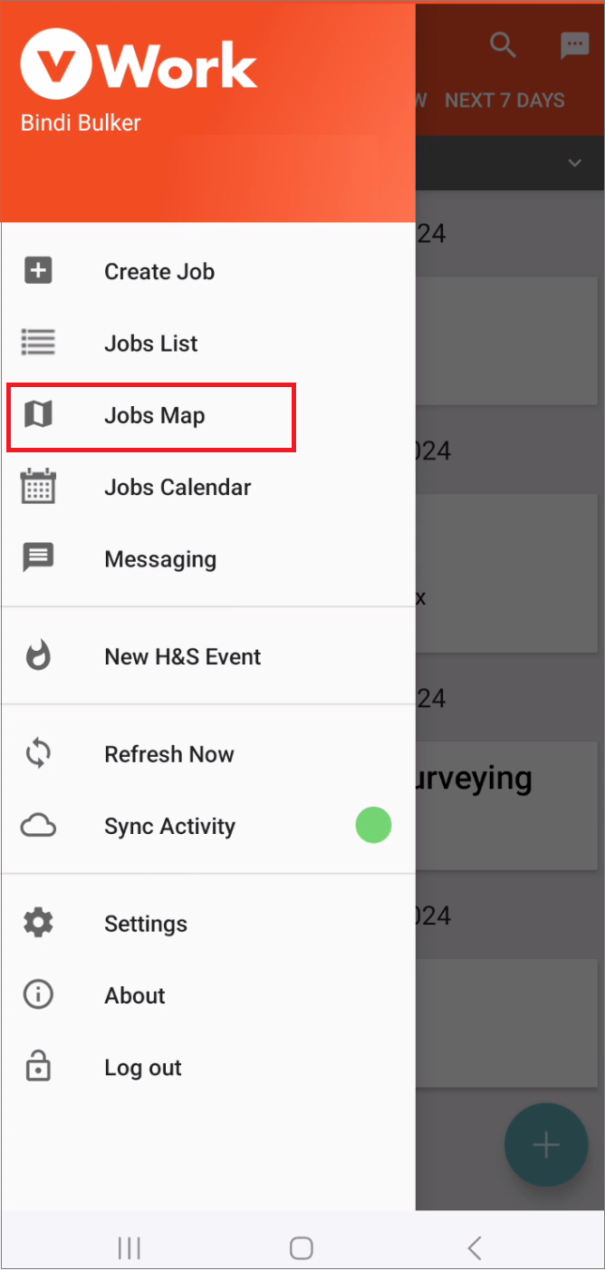 Android select Jobs Map from vWork menu options.png