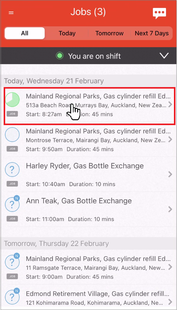iOS Jobs screen Tap a job to open it.png