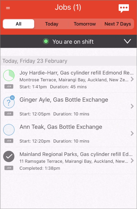 iOS Jobs screen jobs in different states.png