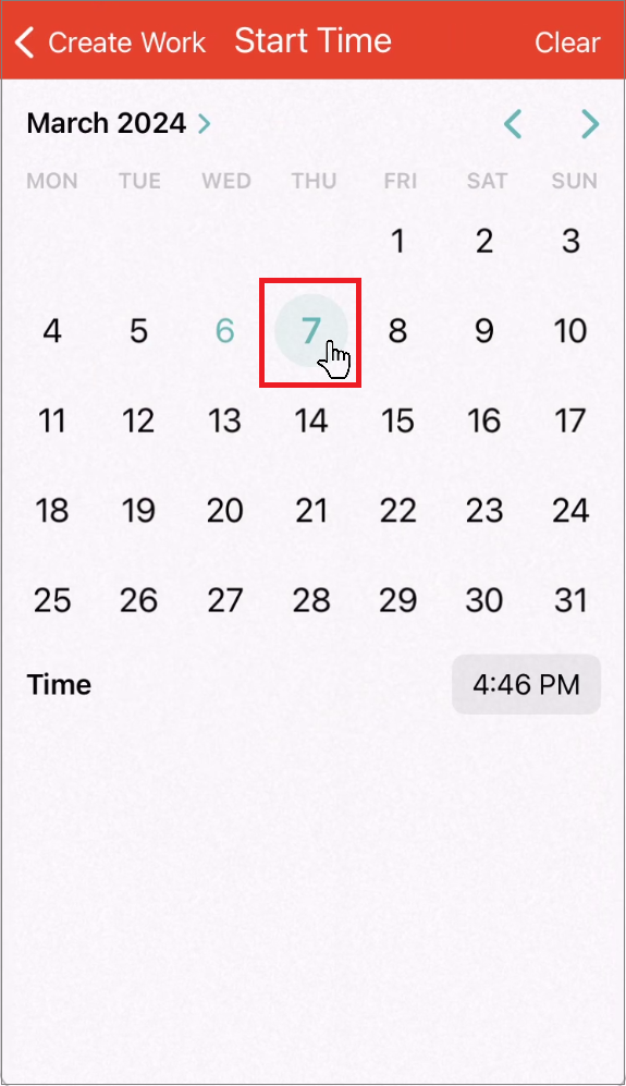 iOS create a job select start date.png