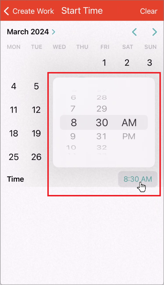 iOS create a job select start time picker.png