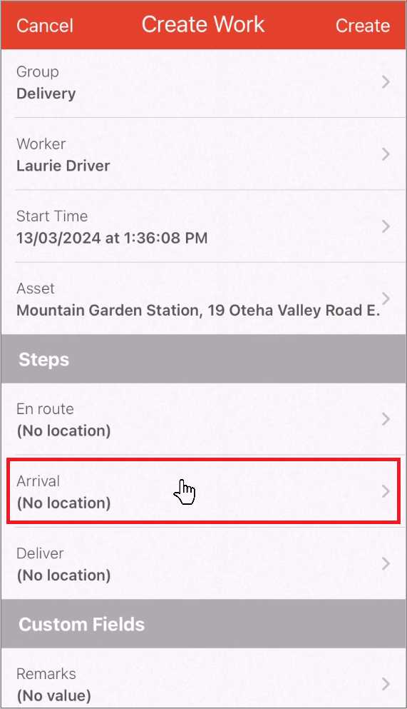 iOS create a Job Create work screen Step screen 1.png