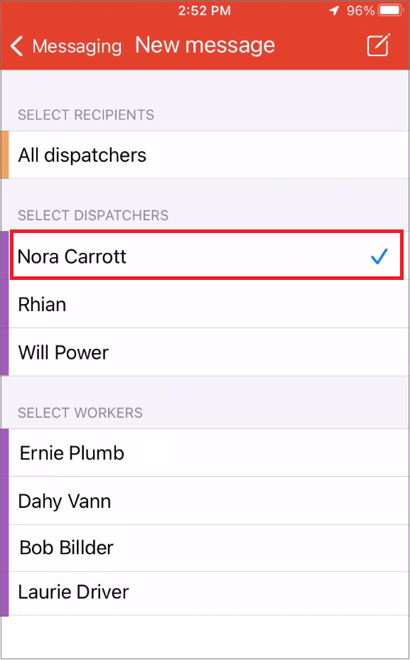 iOS Create New Message in Messaging Recipient selected.png
