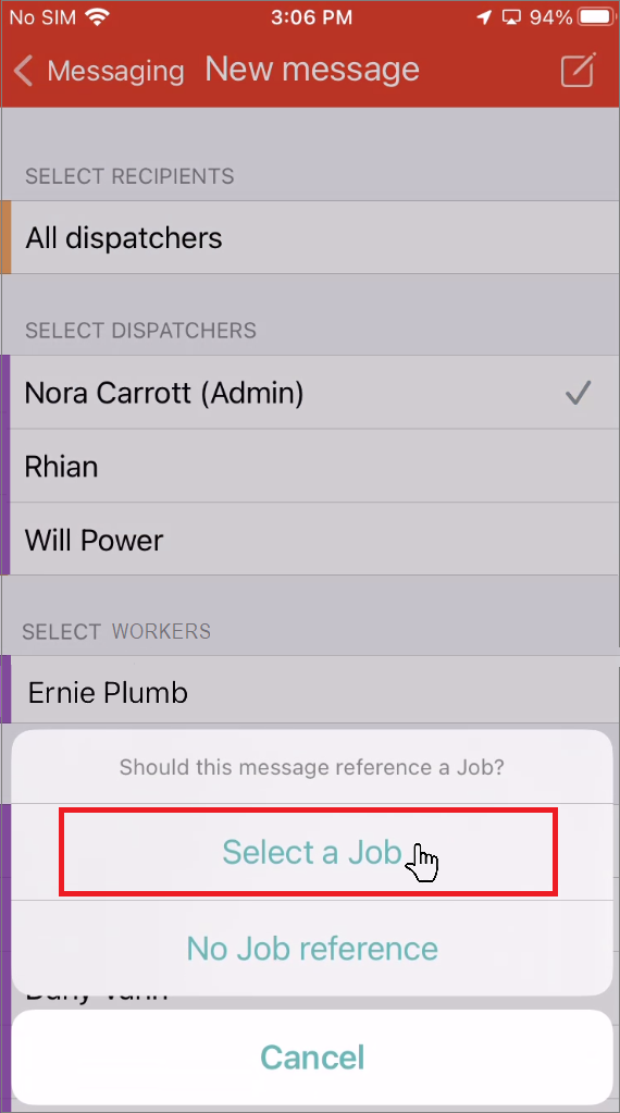 iOS Create New Message options to reference job.png
