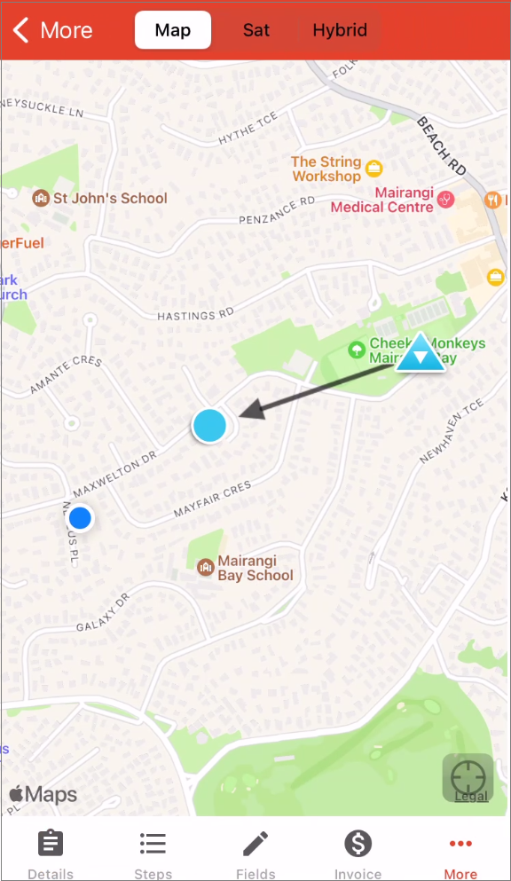 Indivdual job map two job step job assigned blue triangle.png