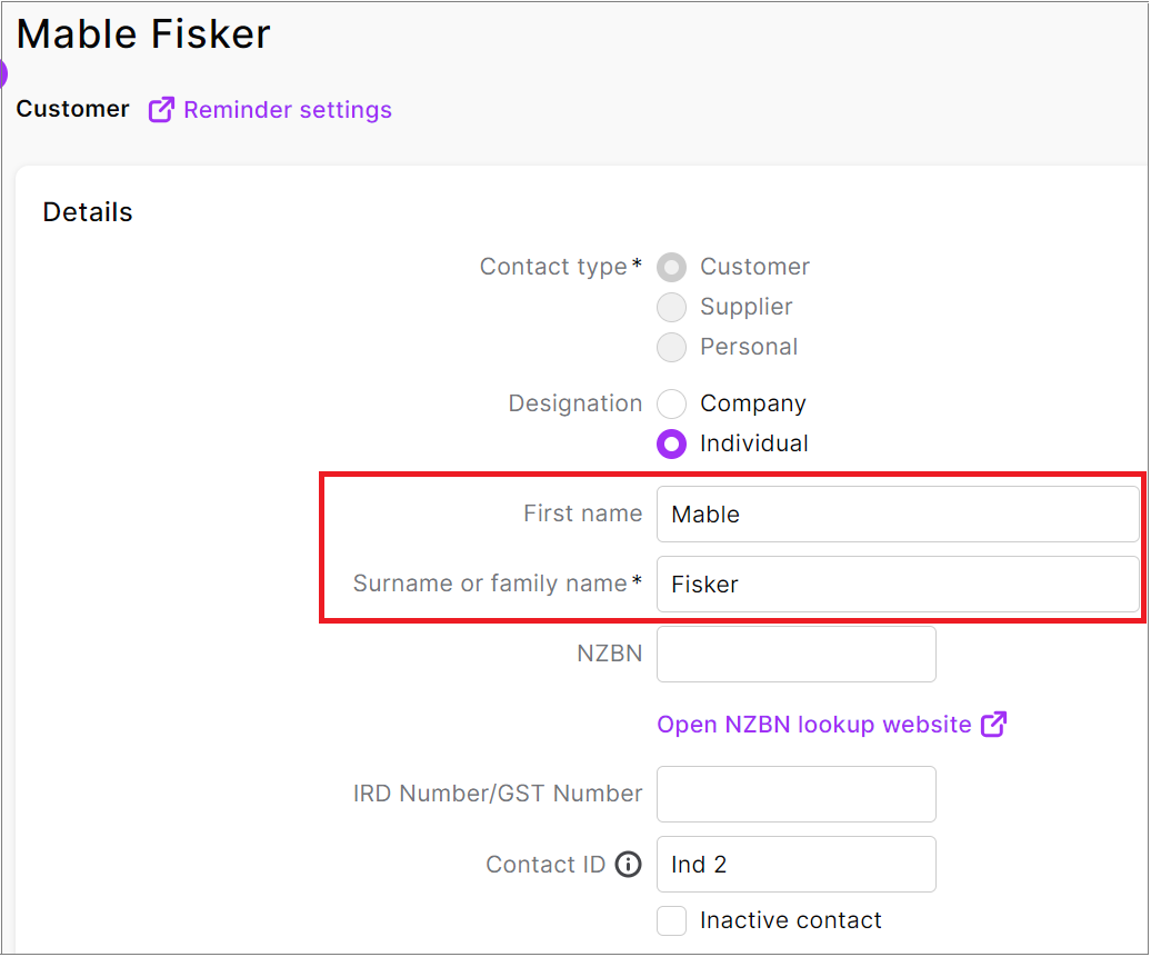 MYOB AR Indivdual customer in MYOB Name fields.png