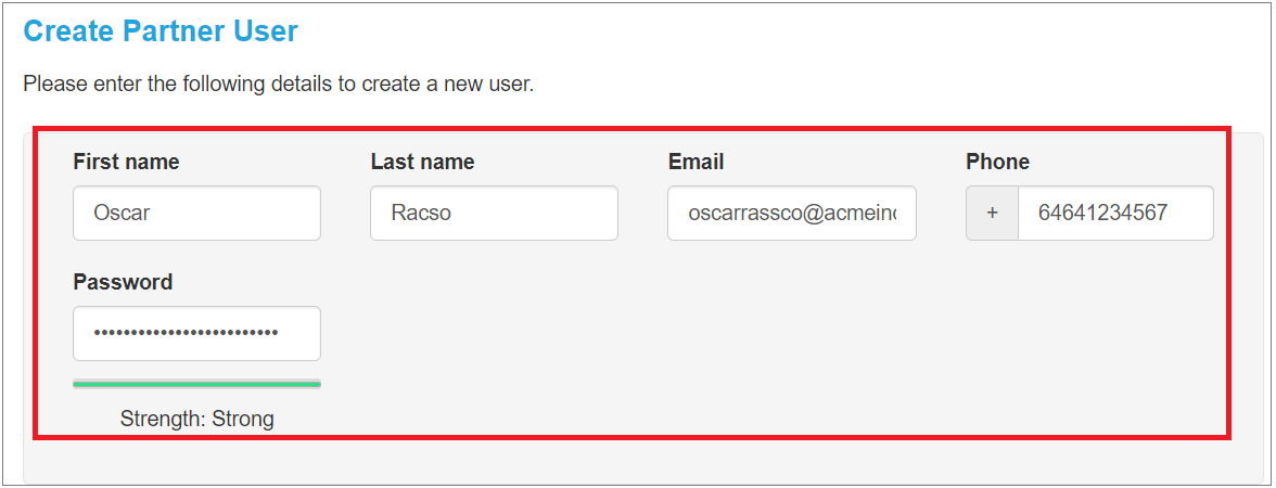 Create partner User contact information.png